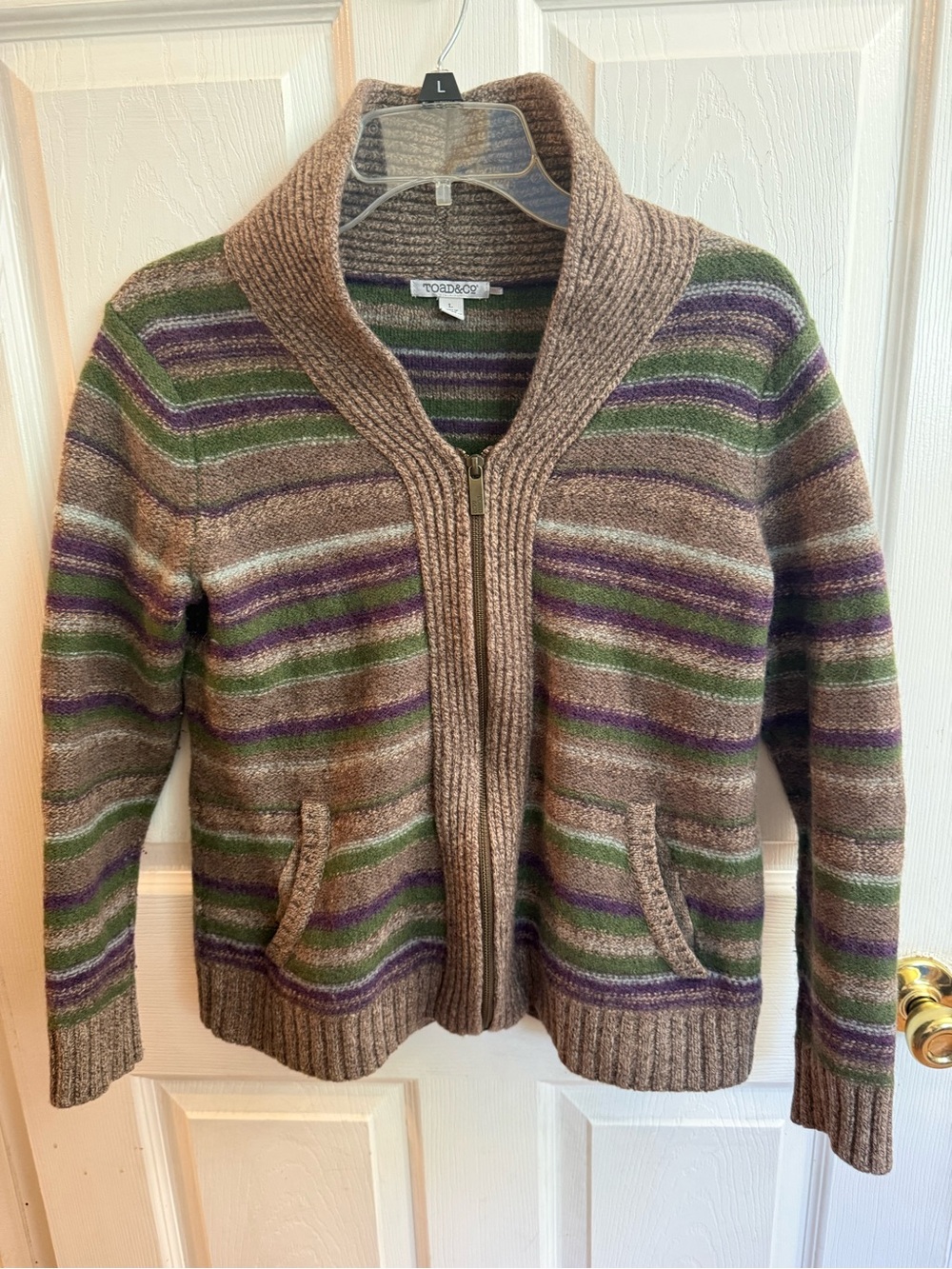 Toad & Co Glenfyne Shawl 100% Non-Mulsed Lambswool Cardigan Large